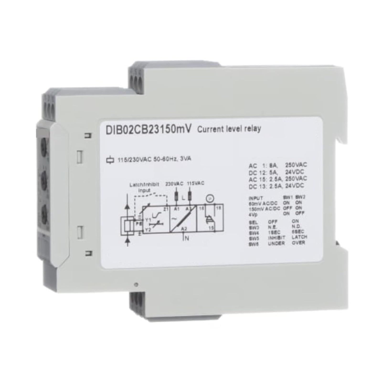 Überstromüberwachungsrelais DIB02CB23150mV – Industrielles Stromschutzrelais for Motor- und Stromkreissicherheit .0830