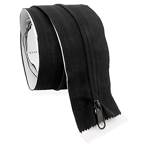 Zelsius Zelfklevende ritssluiting | 215 x 7 cm - zwart | tweezijdige rits voor stofdeur vuilsluizen stofwand