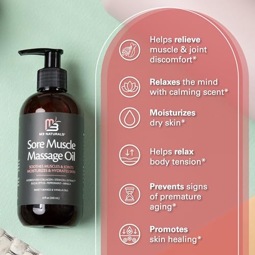 Image of Arnica Sore Muscle Massage Oil for Massage Therapy - with Collagen Stem Cells Arnica and Menthol - Multipurpose Instant Absorption Full Body Massage Oil by M3 (Pack of 2)