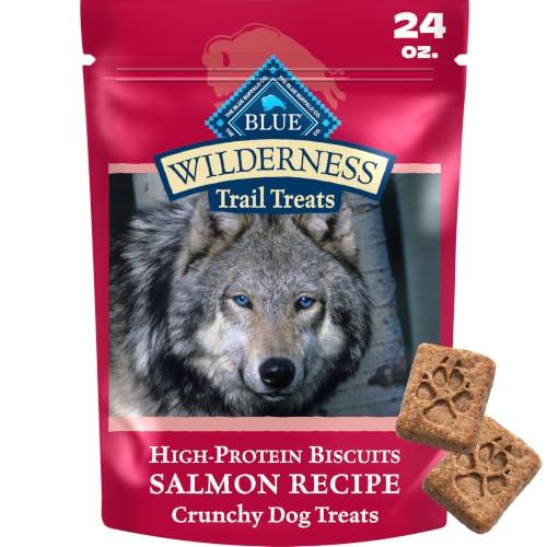 Blue Buffalo Wilderness Trail Treats Salmon Crunchy Dog Biscuits, Grain-Free & High-Protein, Bite-Sized Training Treats Made with Real Salmon & Natural Ingredients, 24-oz Bag