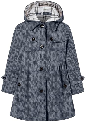 Image of Betusline Girls' Dress Coat, Kids Hoodie Wool Blend Coats Fall Winter Outerwear Peacoat,2-14 Years