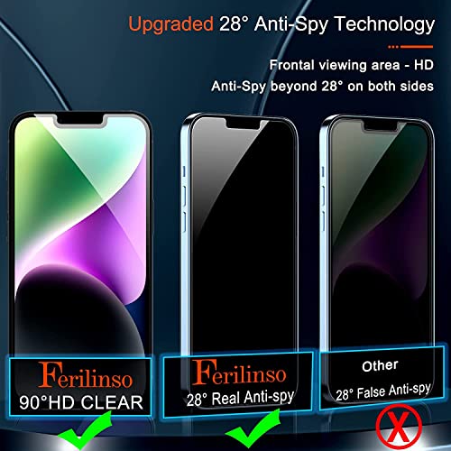Ferilinso For Iphone 13/ 14 Privacy Screen Protector 2 Pack 9H Anti Spy Tempered Glass Privacy Screen With 2 Pack Camera Lens Protector Case Friendly Accessories thumb #3