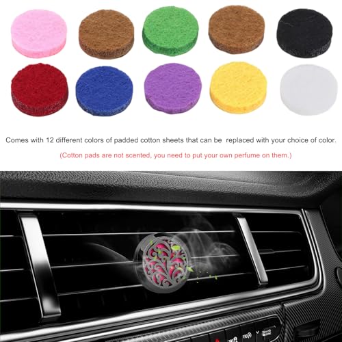 Image of KVAEY 2PCS 30mm Car Diffuser Vent Clips, Tree of Life Aromatherapy Essential Oil Diffuser Locket with 12 Felt Pads, Stainless Steel Car Diffuser Locket Air Freshener (Style 4)