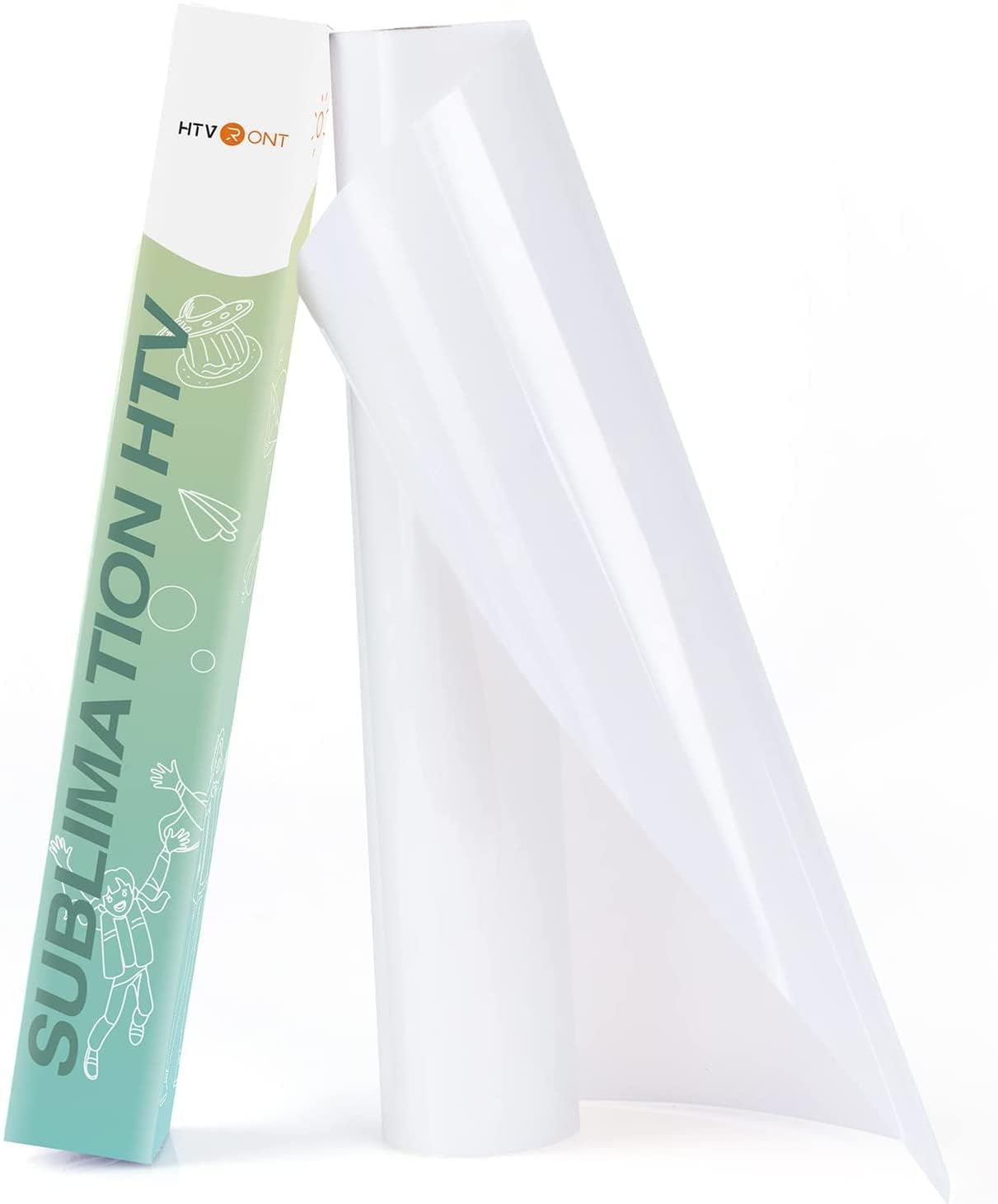 HTVRONT Clear HTV Vinyl for Sublimation - 12" X 5FT Matte Sublimation HTV Vinyl for Light Colored Cotton Fabric-Sublimation Blanks Work with Sublimation Paper