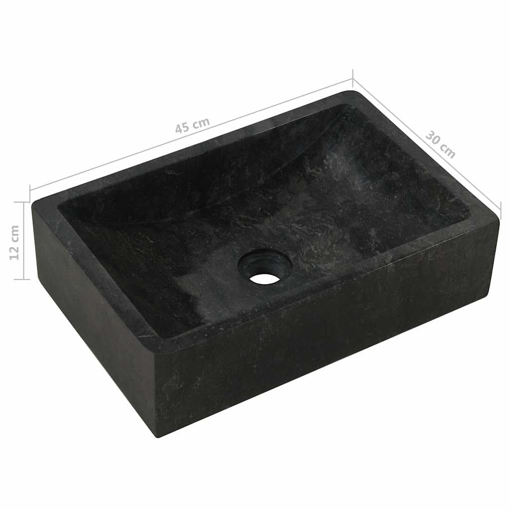 vidaXL Waschbecken 45x30x12cm Marmor Waschschale Waschtisch Aufsatzwaschbecken Waschplatz Handwaschbecken Becken Bad Aufsatzbecken Hochglanz-Schwarz