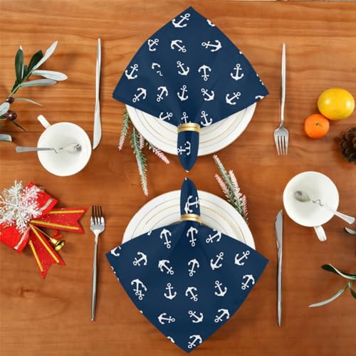 Servilletas de tela Kigai azul ancla set 6 miniatura 7