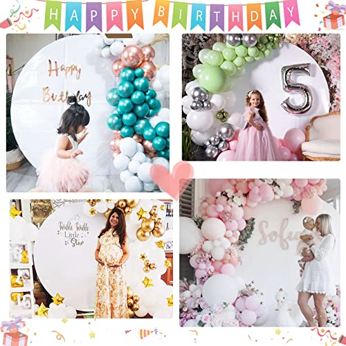 Image of White Balloon Backdrop Cover 6ft Circle Birthday Party Backdrop Round Arch Photoshoot Baby Shower Wedding Photography Background Decor