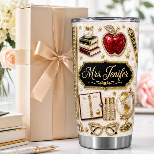 Raevaki Personalized Teacher Tumbler - Gifts For Teachers - Custom 2D Flat Back To School Cup T17 - Classroom Tumbler - Teacher's Day, Graduation, Birthday Gifts For Teachers, Educator - Image 2