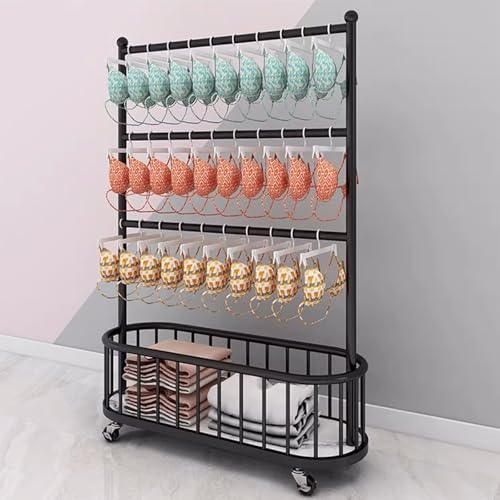 YANGLLYJ Retail Metal Lingerie Display Stands, Adjustable Swimwear Retail Display With Storage Basket at the Bottom, Suitable for Lingerie Stores and Department Stores(Black)