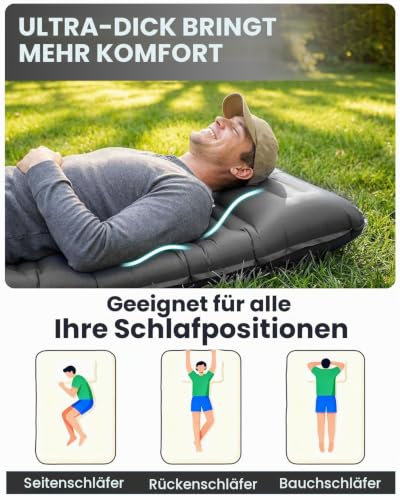 WARMTUYO Isomatte, Luftmatratze Camping mit Elektrisch Pumpe, 12CM Dicke Matratze Outdoor Aufblasbar, Schlafmatte Ultraleicht, Fuer Zelt… – Ansicht 3