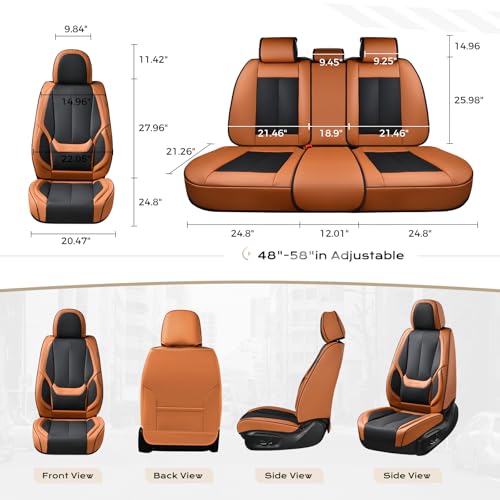 Image of Coverado Car Seat Covers Full Set, Seat Covers for Cars, Front Seat Covers and Back Seat Cover Waterproof Leather Automotive Seat Cover, Universal Car Interior Protectors for Most Cars