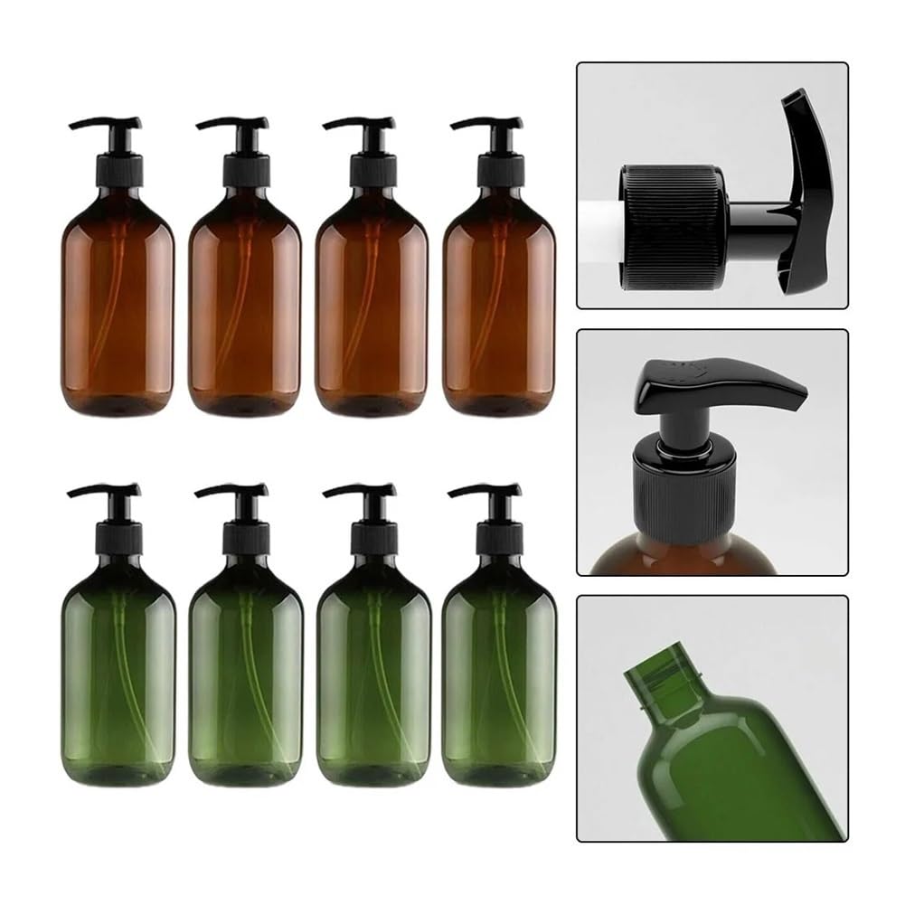 Seifenspender für Badezimmer, wiederverwendbar, Handpumpe, Spender, Flasche, Badezimmer, Duschgel, Shampoo, nachfüllbar, Braun, 4 Stück