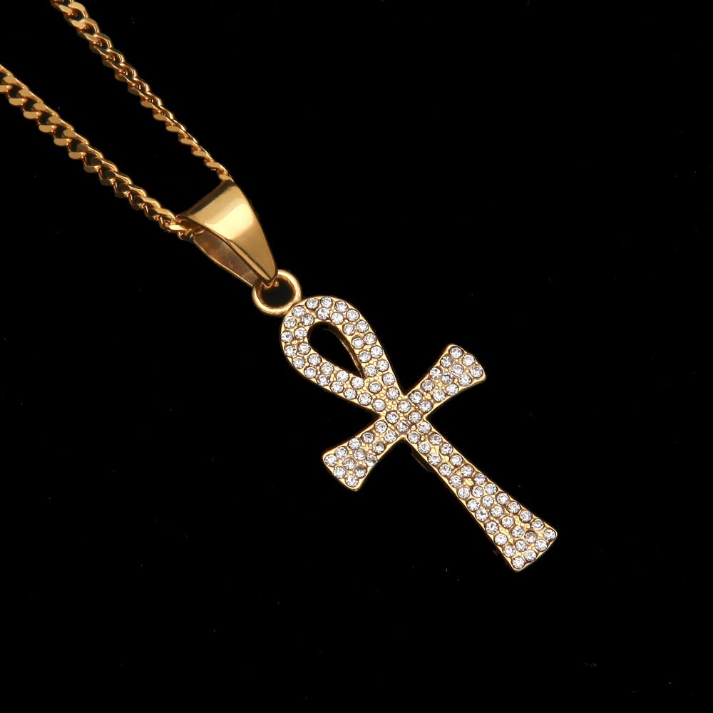 Wisiorki ze stali nierdzewnej w kolorze złotym Naszyjnik Iced Out Cross Biżuteria życia wiecznego