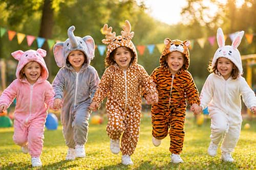 Image of Raj Costume Animal Fancy Dress Costume for Boys & Girls | Hooded Full Body Wildlife Zoo Animal Jumpsuit | Soft Costume for School Function, Fancy Dress, Halloween, Birthday, Cosplay & Role Play