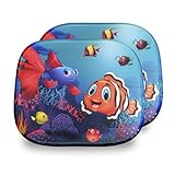  Parasol Coche Infantil Lateral con protección UV y los diseños más Divertidos. 2 Unidades Parasol Coche Bebe y Protector Solar Coche con ventosas. (Peces EN EL MAR)