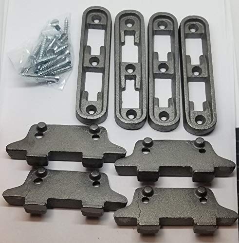 SMALL Cast Iron Bed Rail Fastener Set - frame hooks Post anchors metal antique vintage