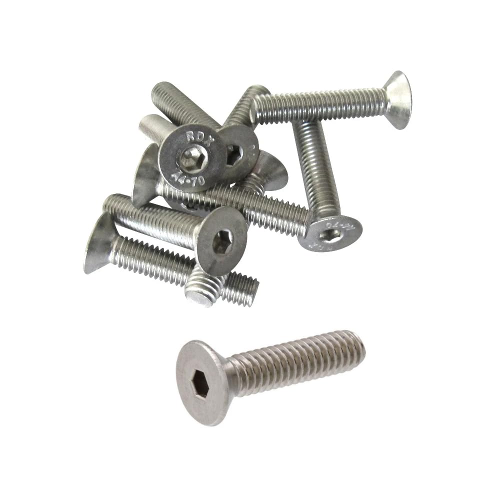 25x M8 x 60mm A4-316 Marine Grade Stainless Steel Countersunk Bolts, Precision CSK Allen Key Socket Screws, Flat Head Countersunk Screw, Full Thread