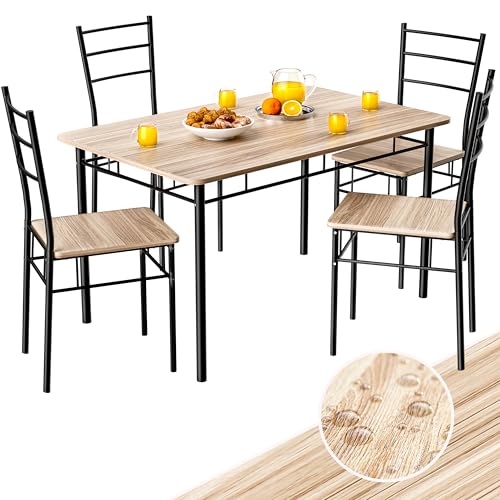 Casaria® Gruppo di Sedute Leo Set 5 Pezzi Tavolo da Pranzo con 4 Sedie Set di Mobili per Sala Cucina Soggiorno Salotto Set da Pranzo Tavoli Sedia