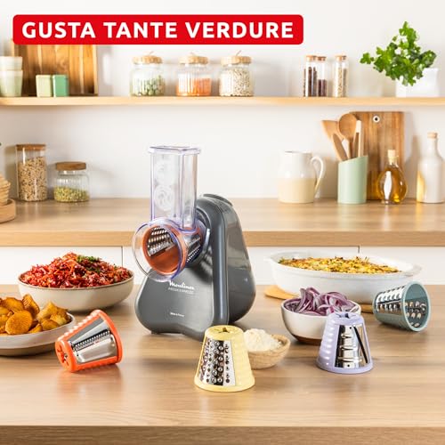 Moulinex Fresh Express, Tritaverdure Elettrico 4 in 1, Sistema per Servire Direttamente, Facile da Pulire e Riporre, Colore Grigio, DK855H - Immagine 4
