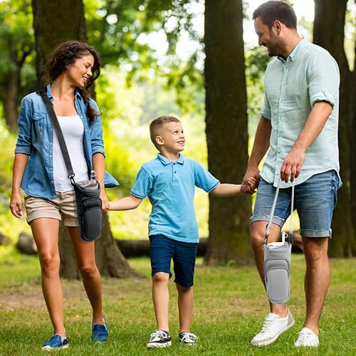 Image of Water Bottle Carrier Bag with Phone Pocket for Stanley Cup 40 /30 oz, Water Bottle Holder with Adjustable Strap& Straw Cover, Stanley Cup Accessories (Black)