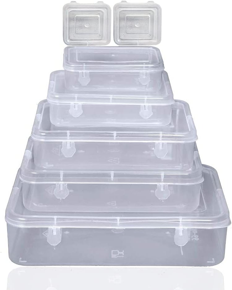 pmw - Fashions Transparent Plastic Box Container With Locks - Pack Of 7 Pcs - Rectangular Storage Boxes Of Different Sizes - Sizes Mentioned In The Image