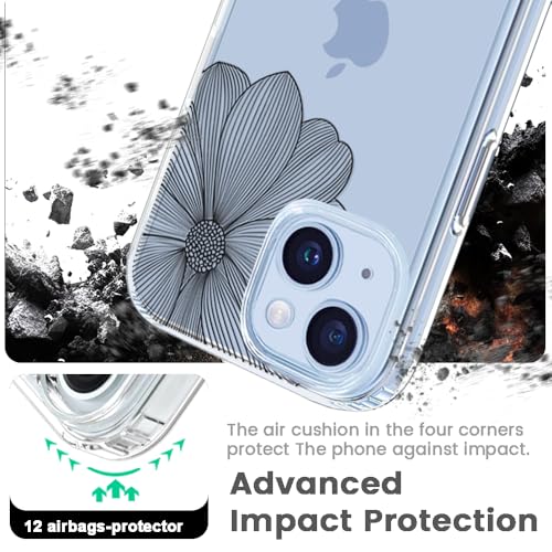 Coque iPhone 15 Plus fleur rigide antichoc contre les chutes - 3