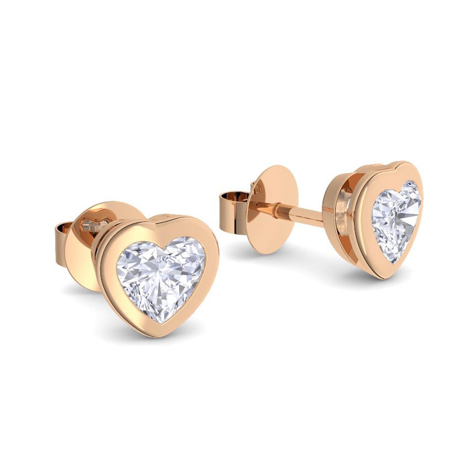 Herz Ohrstecker Rosegold klein Zirkonia Damen Ohrringe Silber 925 vergoldet