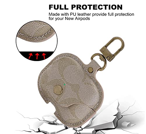 Airpods 3 Leather Case,With Keychain,Perfect Luxury Elegant Design Airpods 3 Leather Case , For Airpods 3Rd Generation Case (2021)[Front Led Visible] [Support Wireless Charging] #TOP1