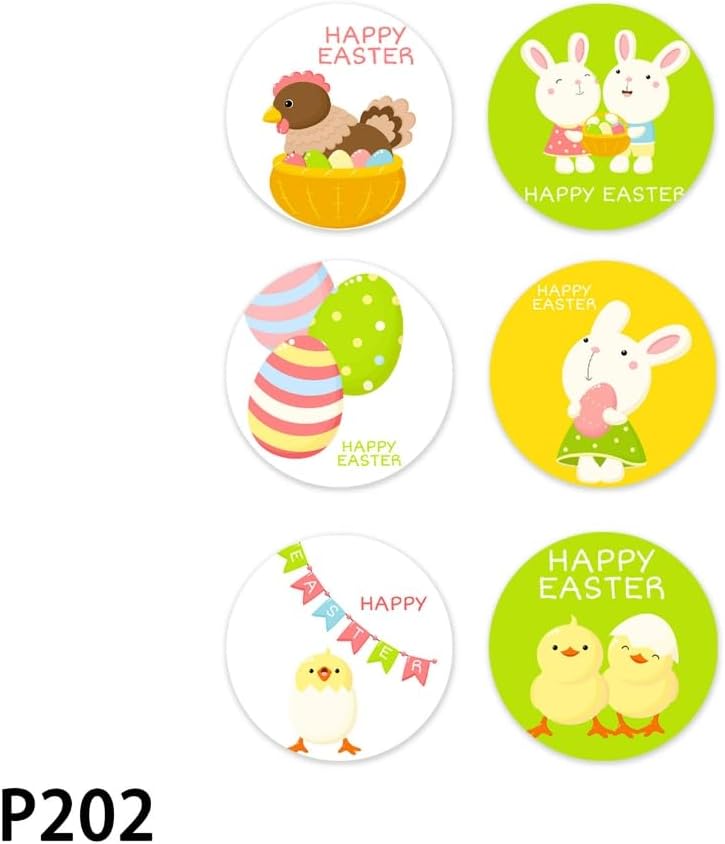 Mllepjdh 500Pcs Happy Easter Stickers Seal Label Sticker For Easter Party Kid Gift Decors Easter Sticker Roll 500pcs/roll Happy Easter Stickers Chicken Egg 6patterns Cartoon Cute