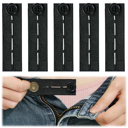 pangutheos 5 Stück Hosenbunderweiterung 4 Loch Verstellbar Hosenerweiterung Schwangerschaft Elastische Taillenverlängerung Damen Herren Hosenknopf Verlängerung für Jeans Anzug Hosen Kleid