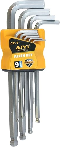 AIYI 9 Piece Key Set CR-V, Ball-End Hex Key Set 1.5-10mm AY192-010 (Ball-End Hex)