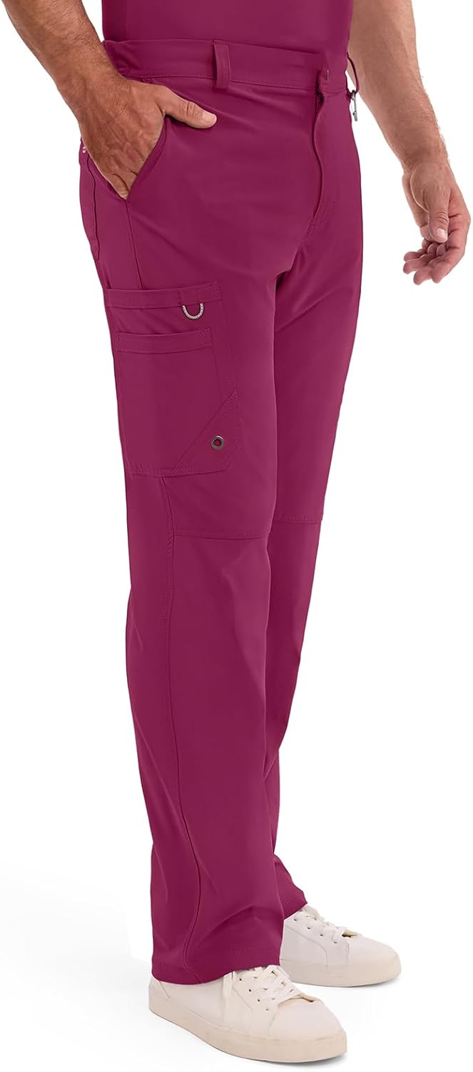 Cherokee Infinity Men's Scrub Pants Modern Fit 6 Pockets Tapered Leg with Drawstring CK200AT, M Tall, Wine - Image 6