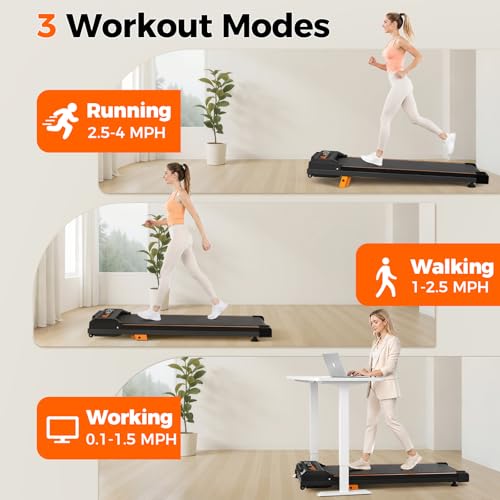 Image of Walking Pad Treadmill for Home Office, Under Desk Treadmill with 2.5HP Quiet Motor, 6% Manual Incline, Remote Control, LED Display, 300 lbs Capacity