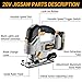 Jig Saw Cordless Electric Tool: DEKOPRO 20V Power Jigsaw with LED Light, 800-3000 RPM Variable Speed, 7/8