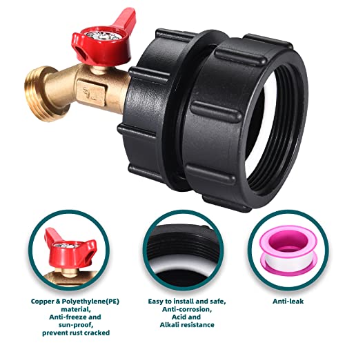 Vyh 275-330 Gallon Ibc Tote Tank Adapter, Ibc Tote Fittings, Suitable For 2'' Fine Thread To 1/2" Male Npt Inlet × 3/4" Ght Outlet Connects To Ibc Tote Bag #TOP6