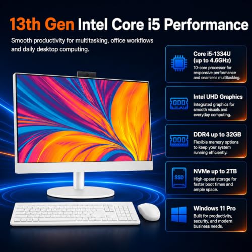 Image of HP All-in-One 24-cr0034, 23.8 inch FHD Touch, Intel Core i5-1334U, 8GB / 16GB / 32GB DDR4 RAM, 512GB / 1TB / 2TB SSD, Windows 11 Home