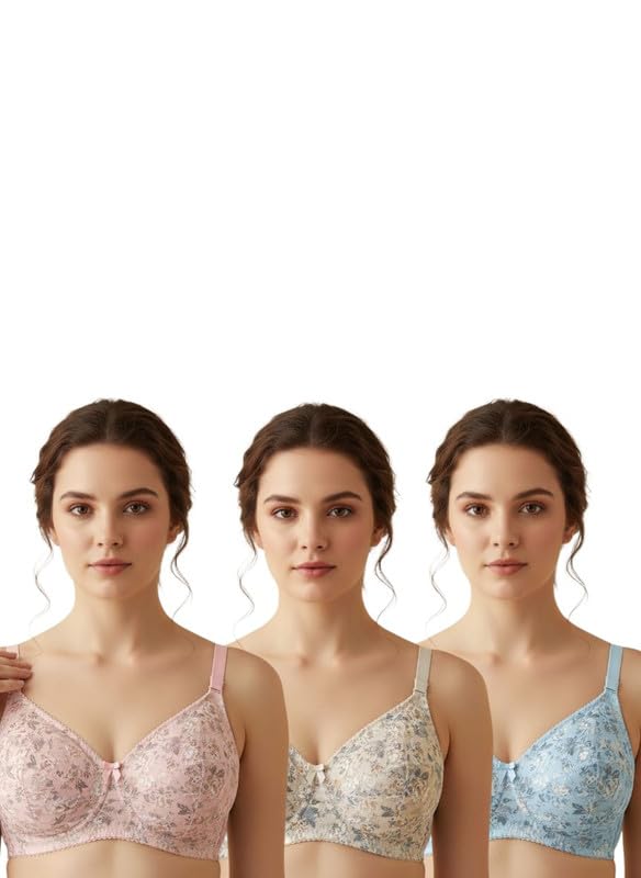 Pack of 3 Women Full Coverage Non Padded Bra