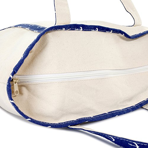 DALIX 22" Shopping Tote Bag Heavy Cotton Canvas (Zippered) Navy Blue Anchor - Image 5