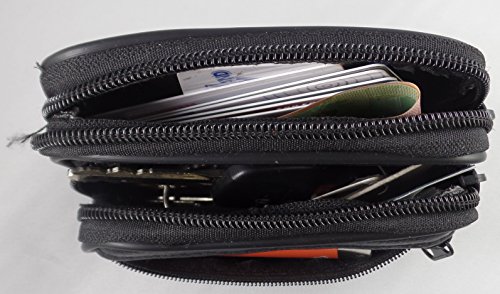 Variety To Go Genuine Leather Coin Purse & Waist Pouch for Women and Men, Belt Waist Pouch, 3 Zipper Pockets,3