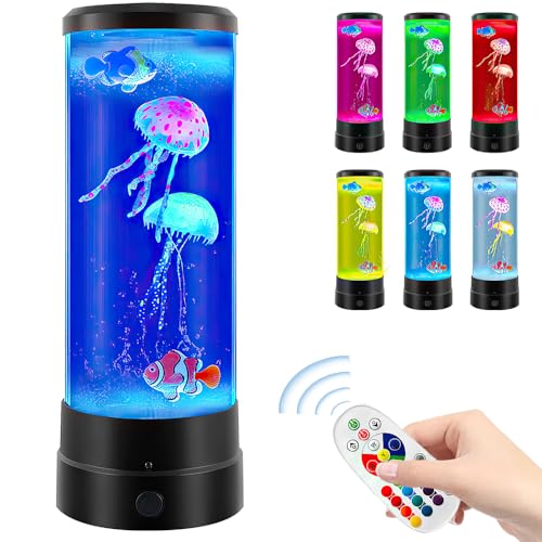 YANGUN Jellyfish Lamp Jelly Fish Lava Light, 12'' Jellyfish Lamp Jellyfishs Aquarium with 16 Change Colours Modes, Realistic JellyfishLamp Aquarium,USB Dimmable Mood Light for Home Office Decoration