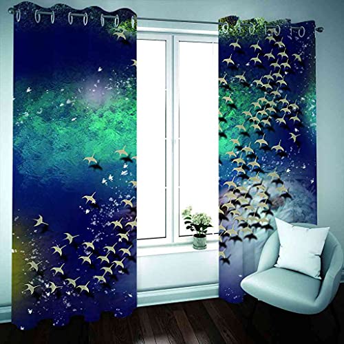 Rideaux occultants 100% polyester isolant thermique phonique oiseaux 3D - 3