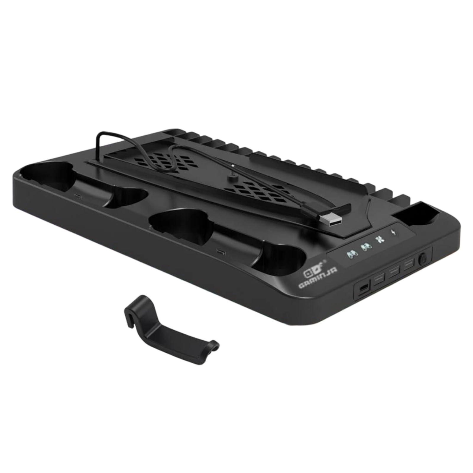 Multifunction PS5 Cooling Station Multiple Light Modes ps5 Cooling Station LED Indicators Two Controller Charging Base for Gamers, Gaming Room, Black-picture-20