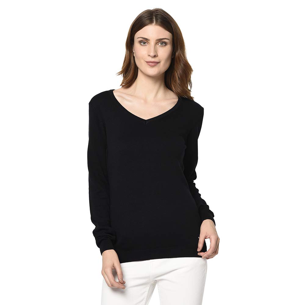 Women's Black V-Neck Sweater(G1102-BLACK)