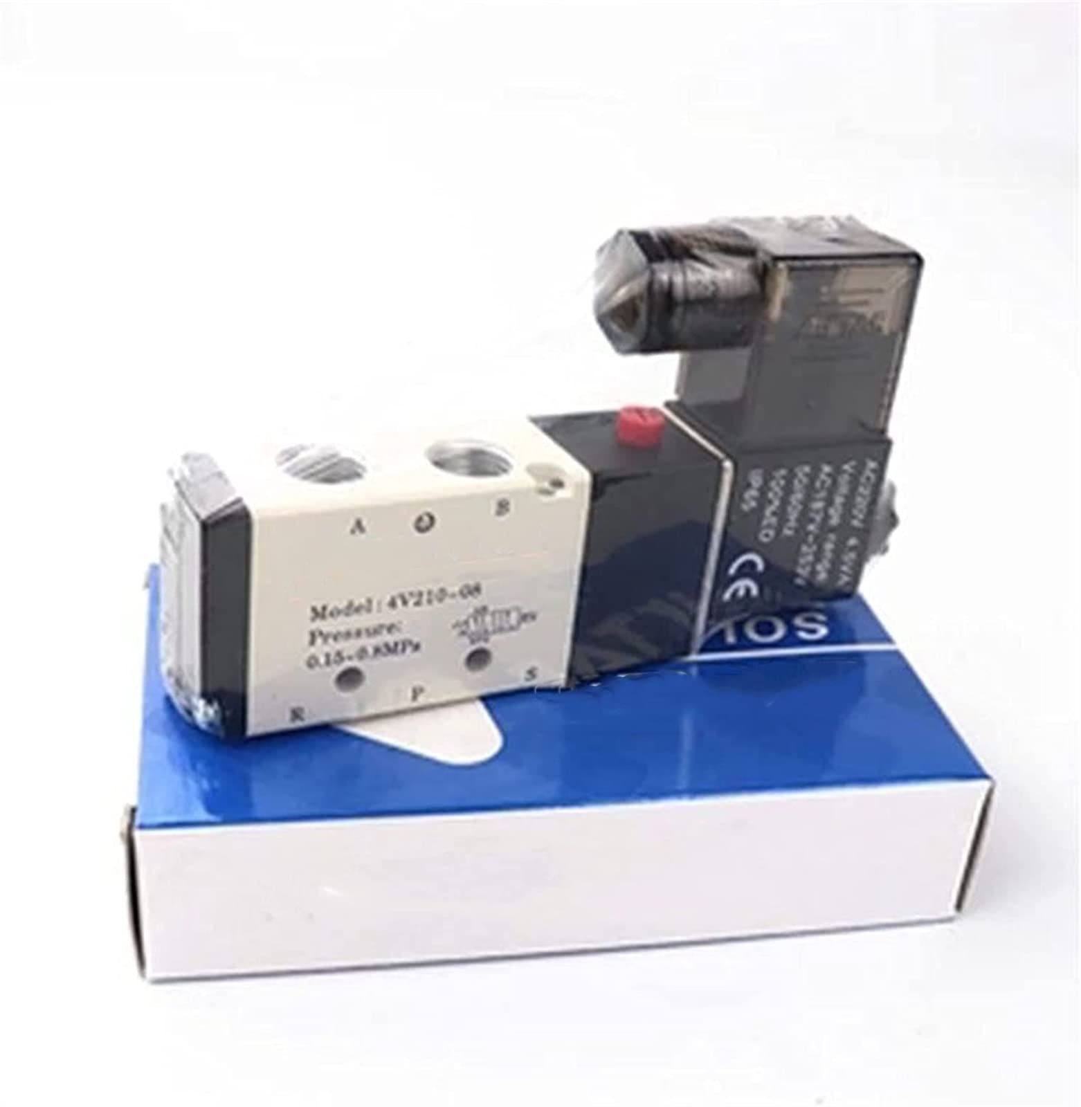 Pneumatyczny zawór elektromagnetyczny DC12V 24V, cichy 4V210-08, 4 mm 6 mm 8 mm 10 mm 12 mm, szybkie złącze AC110v 220 V użyteczne (z złączami 6 mm, AC110V)