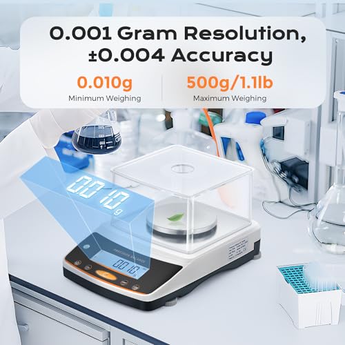 Image of Bonvoisin Lab Analytical Balance 500g x 0.001g Precision Digital Scale .001 Gram Accuracy Laboratory Scientific Milligram Scale 17 Units Selectable
