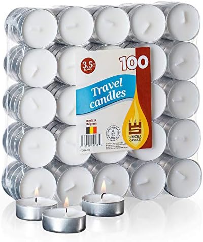 Unscented Tea Lights Candles | 100 Pack, 3.5 Hour Long Burn Time | Smokeless and Dripless White Tealight Candles | Small Tea Candles for Home, Travel, Weddings, Shabbat, & Emergencies