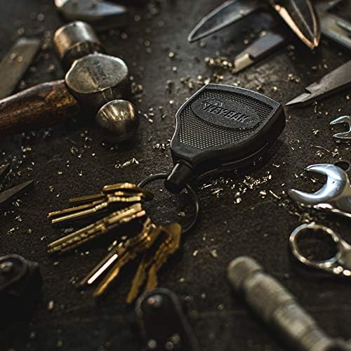 Key-Bak Super48 HD 8oz. Locking Retractable Key Holder, 48" Retractable Cord, Black Polycarbonate Case, Steel Belt Clip, Oversized Split Ring - 5
