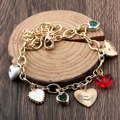 Chunky Heart Charm Necklaces for Women - Gold Different Heart Pendents Choker Link Chain Jewelry Gift4