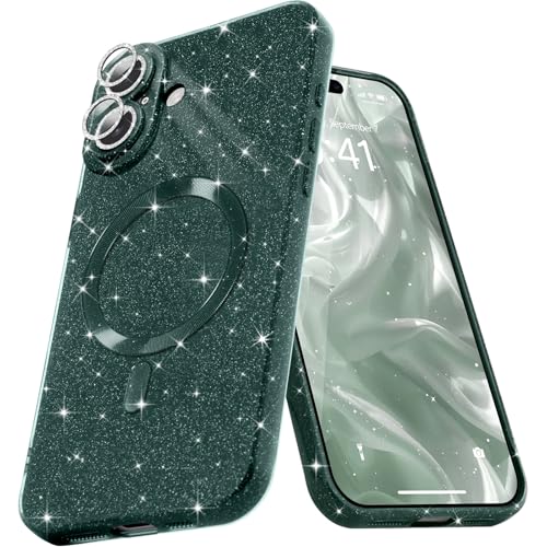 Micoden for iPhone 16 Plus Case for Women Girls, Bling Sparkle, Pine Green by Micoden - Used condition - US$7.49