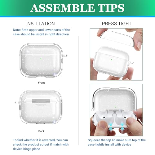 Image of for AirPods Pro 3 Clear Case 2025, Military-Grade Shockproof, Soft TPU Highly Transparent Anti-Yellowing for AirPods Pro 3 Case with Cleaning Kit & Cute Round Buckle, Clear Gitter